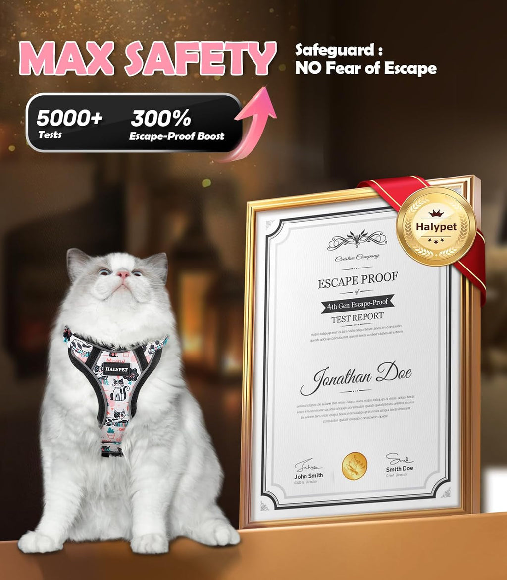 Cat Harness and Leash Set Escape Proof Reflective Adjustable Vest