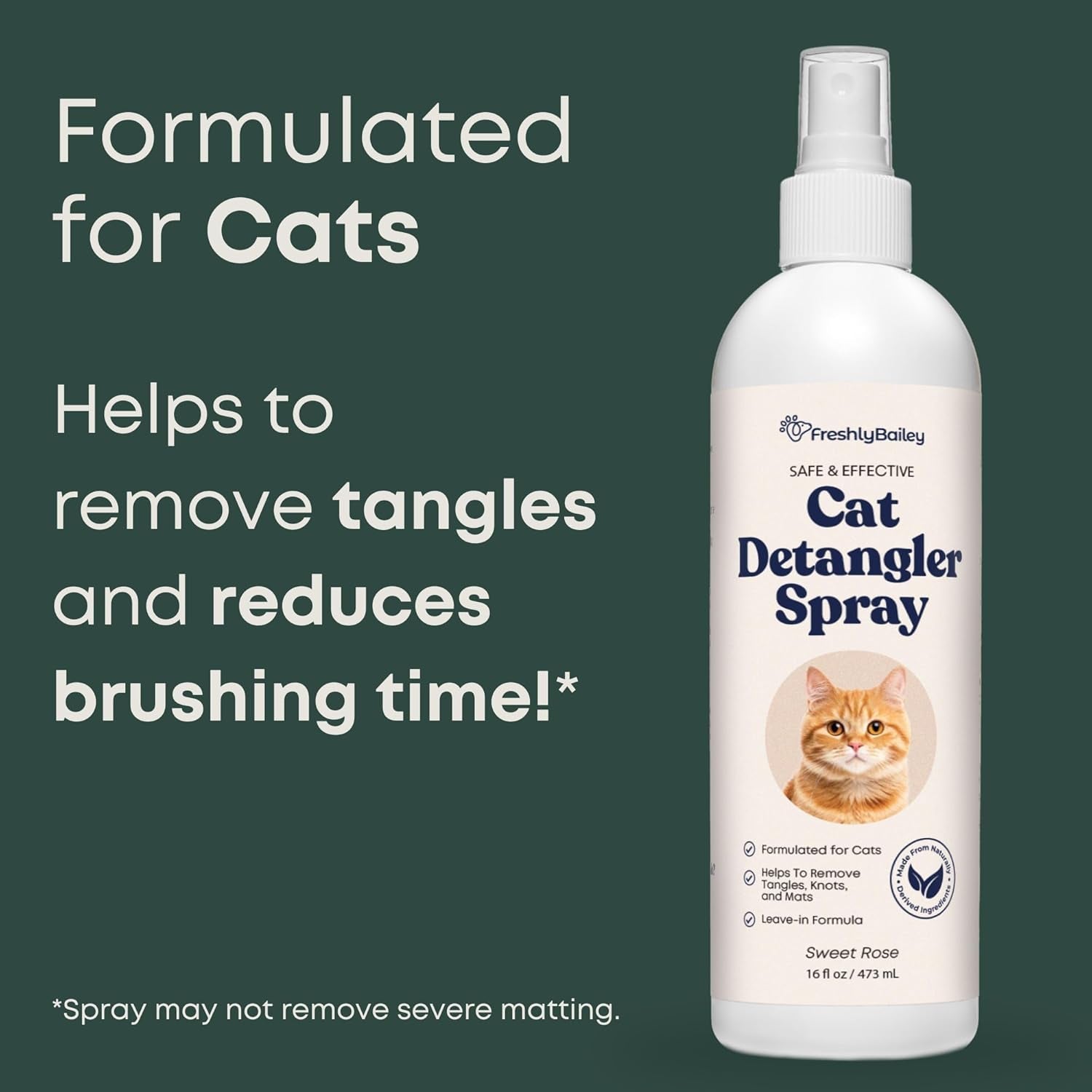 Cat Detangling Spray Leave In Conditioner for Soft Shiny Coats 16oz