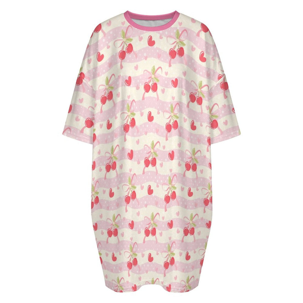 Pretty Stripe Cherry Soft Nightgown XL