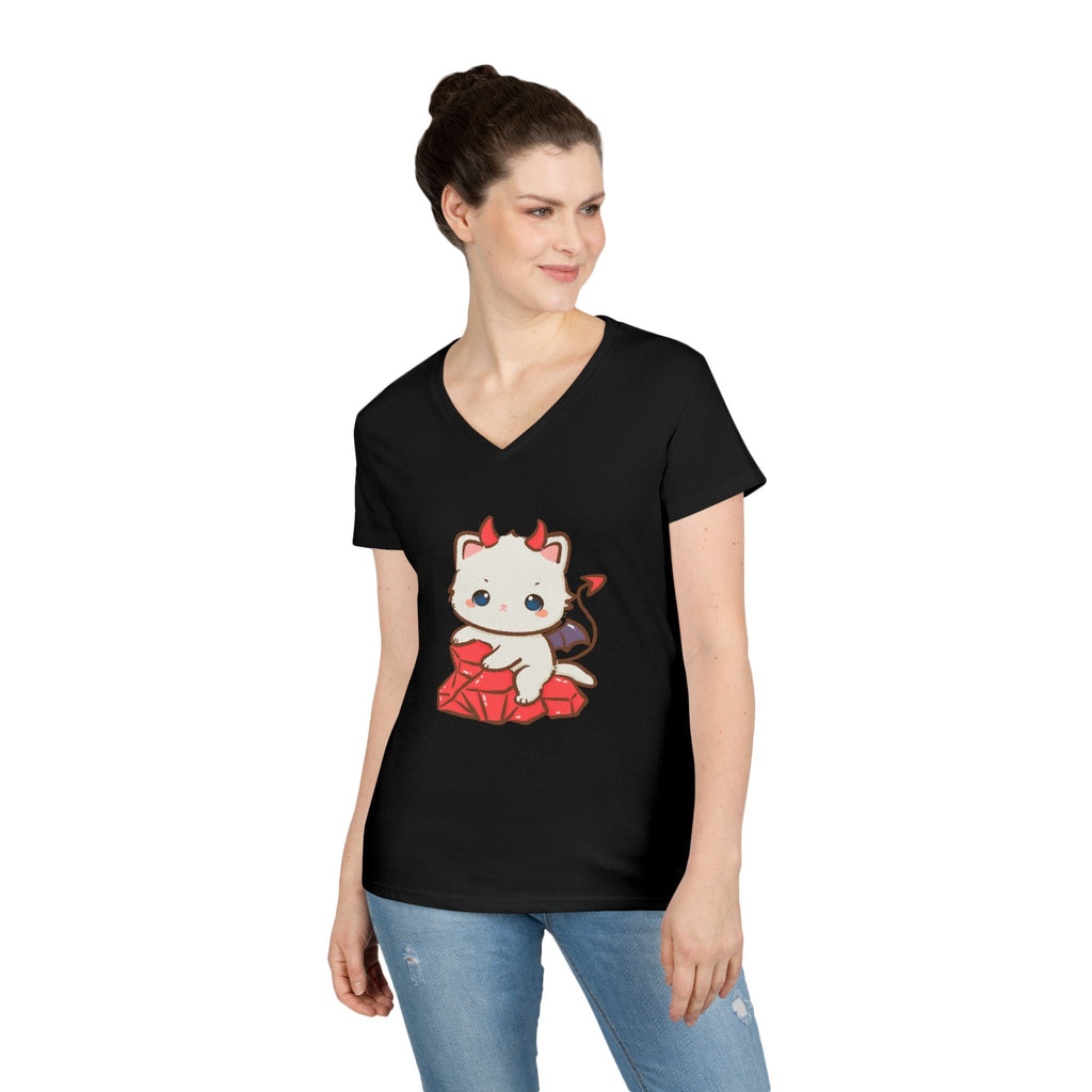 Lil Devil Cat V-Neck Play Tee
