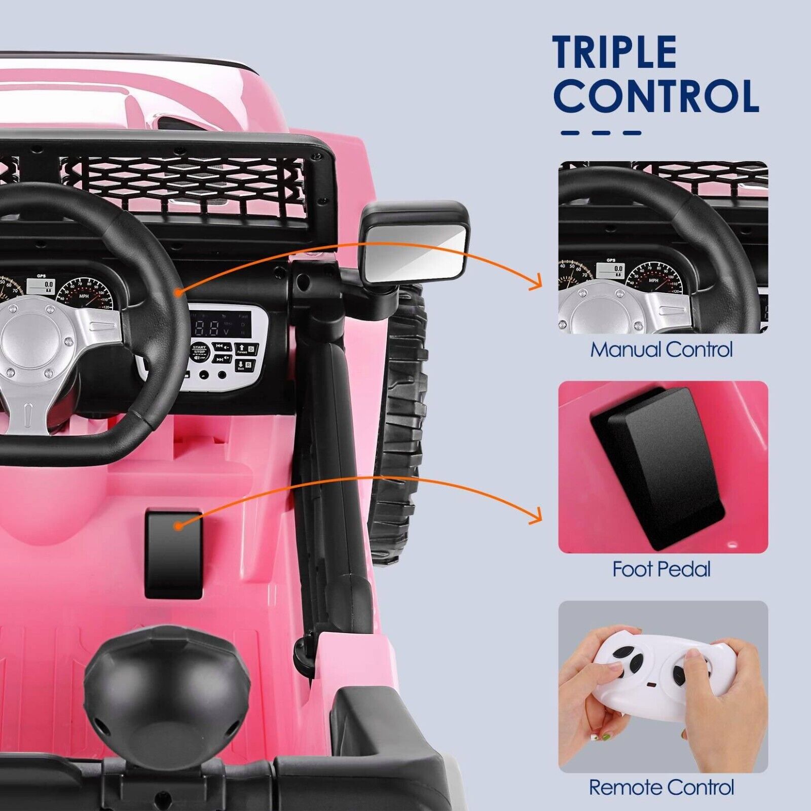 12V 2-Seater Electric Ride-On Car with LED Lights, MP3 Player, and Remote Control for Kids