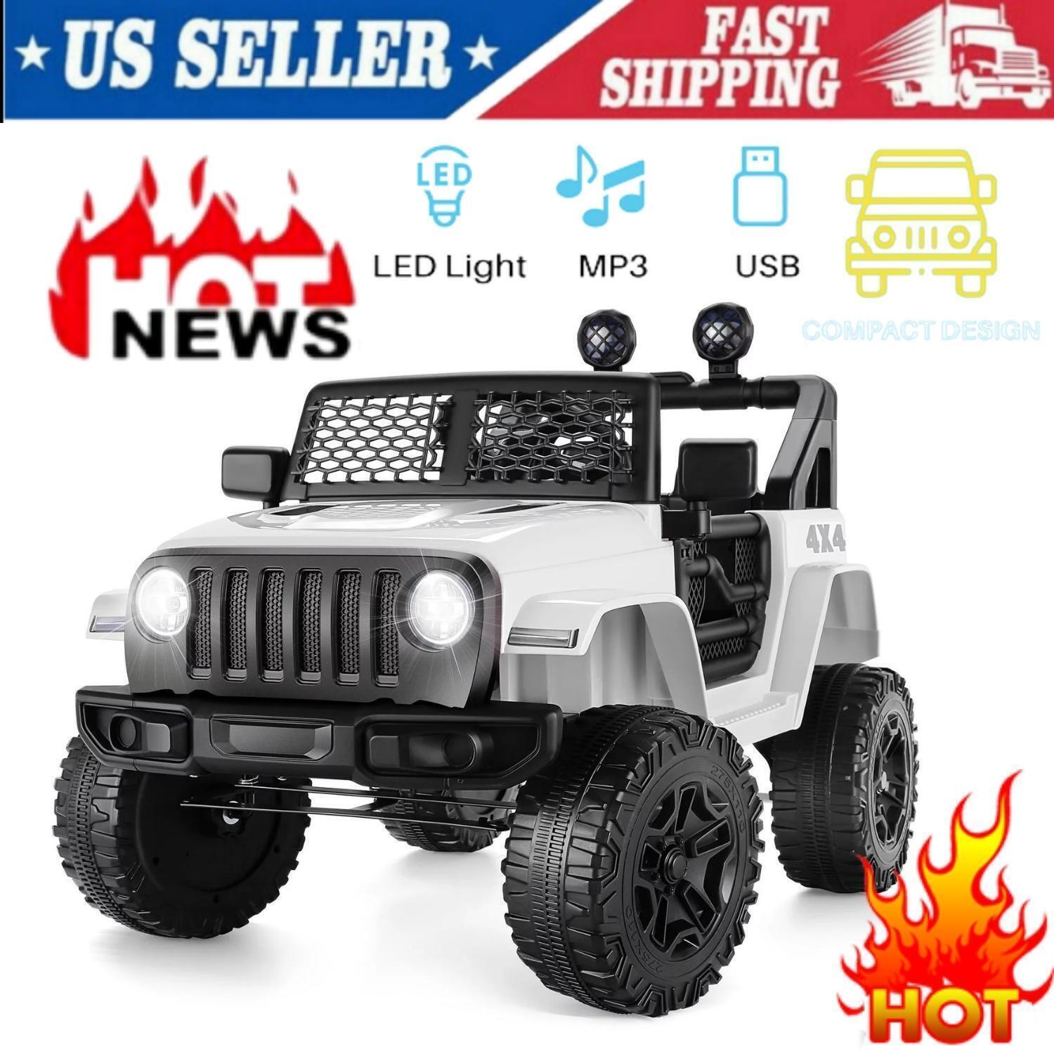 Electric Ride-On Car/Truck for Kids with MP3 Music and Remote Control - 12V with Lights - 76 Fun Features!