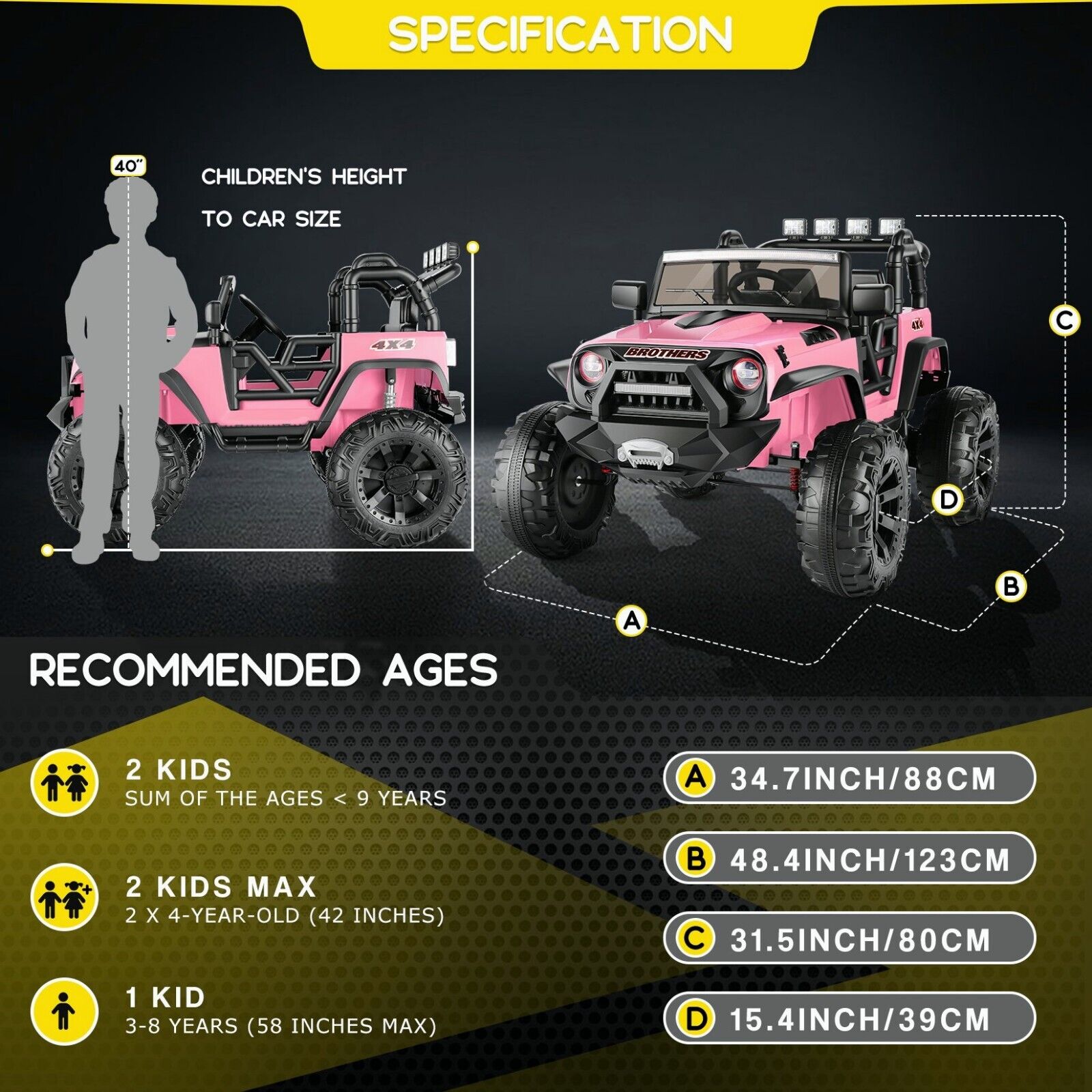 12V/24V Electric Jeep Truck ATV for Kids with Parent Remote Control - Fun and Safe Ride-On Toy