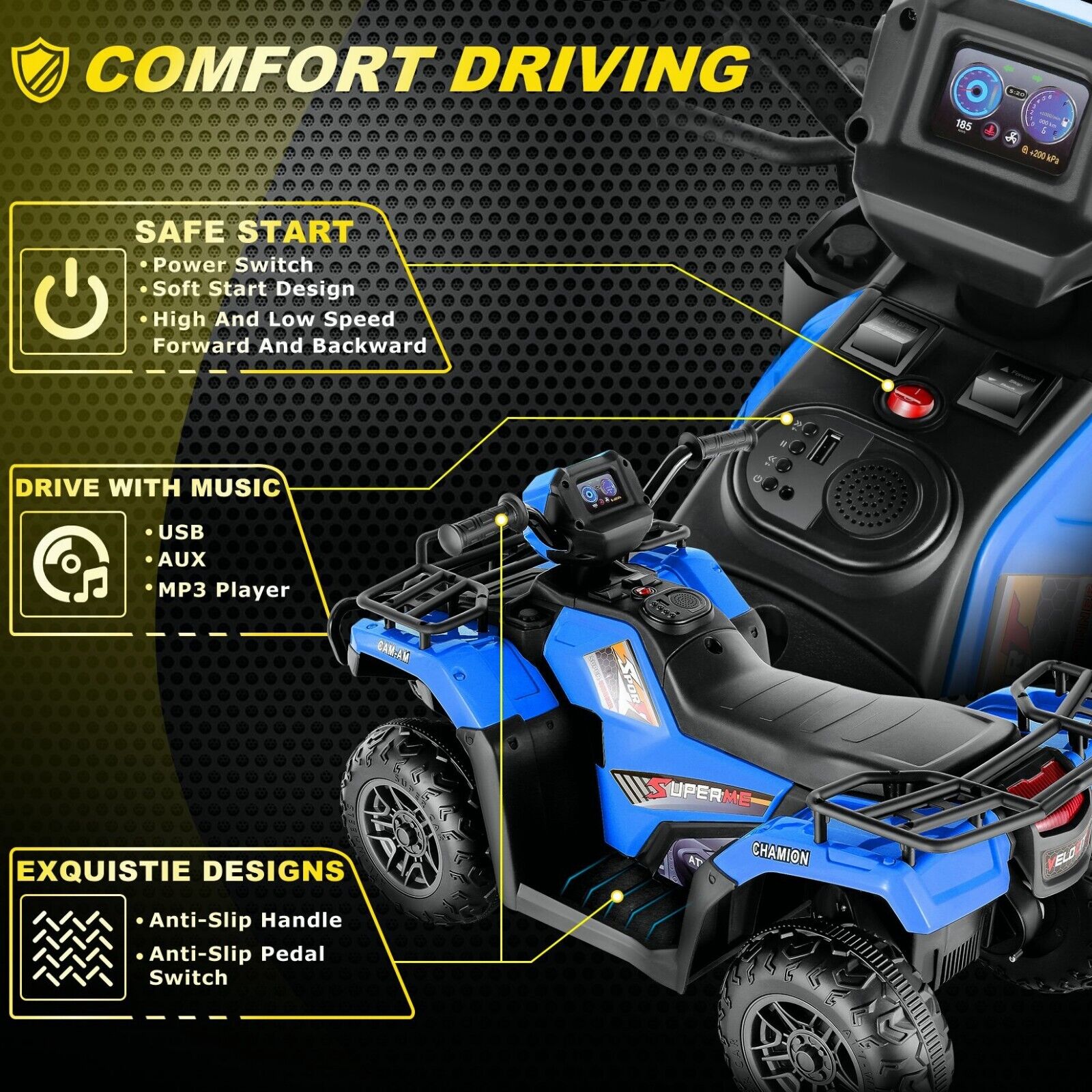 Electric 4 Wheeler ATV Car Jeep Truck for Kids - 12V/24V Battery Powered Ride-On Toy