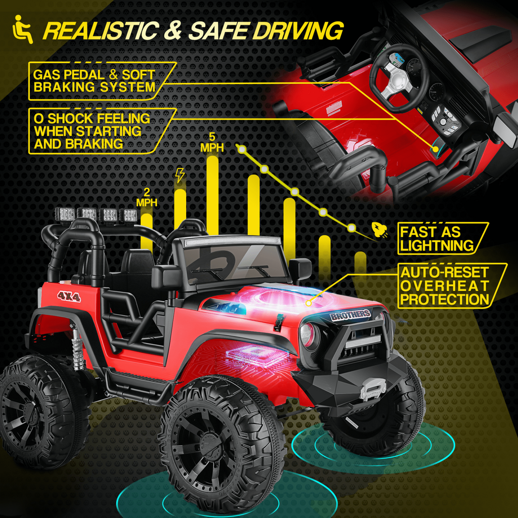 Electric 4 Wheeler ATV Car Jeep Truck for Kids - 12V/24V Battery Powered Ride-On Toy
