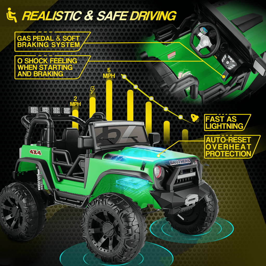Electric 4 Wheeler ATV Car Jeep Truck for Kids - 12V/24V Battery Powered Ride-On Toy