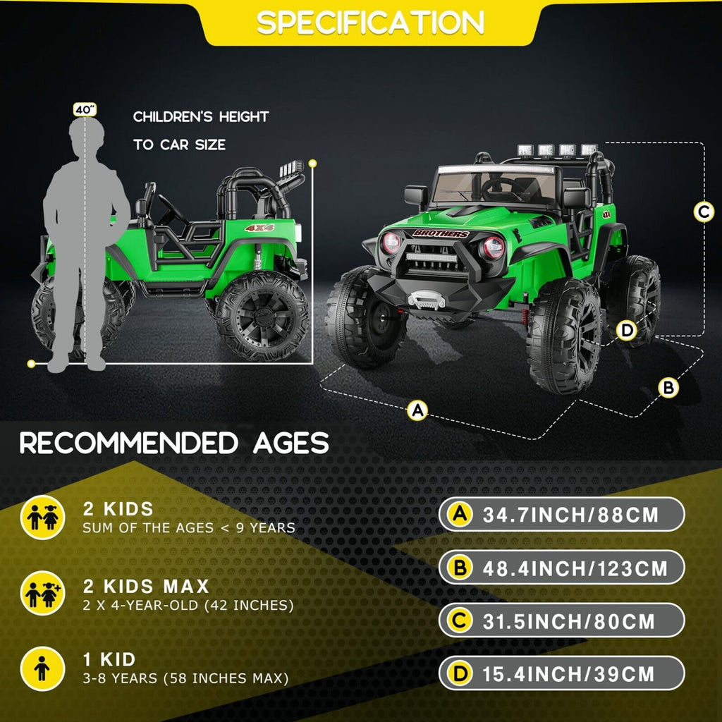 Electric 4 Wheeler ATV Car Jeep Truck for Kids - 12V/24V Battery Powered Ride-On Toy