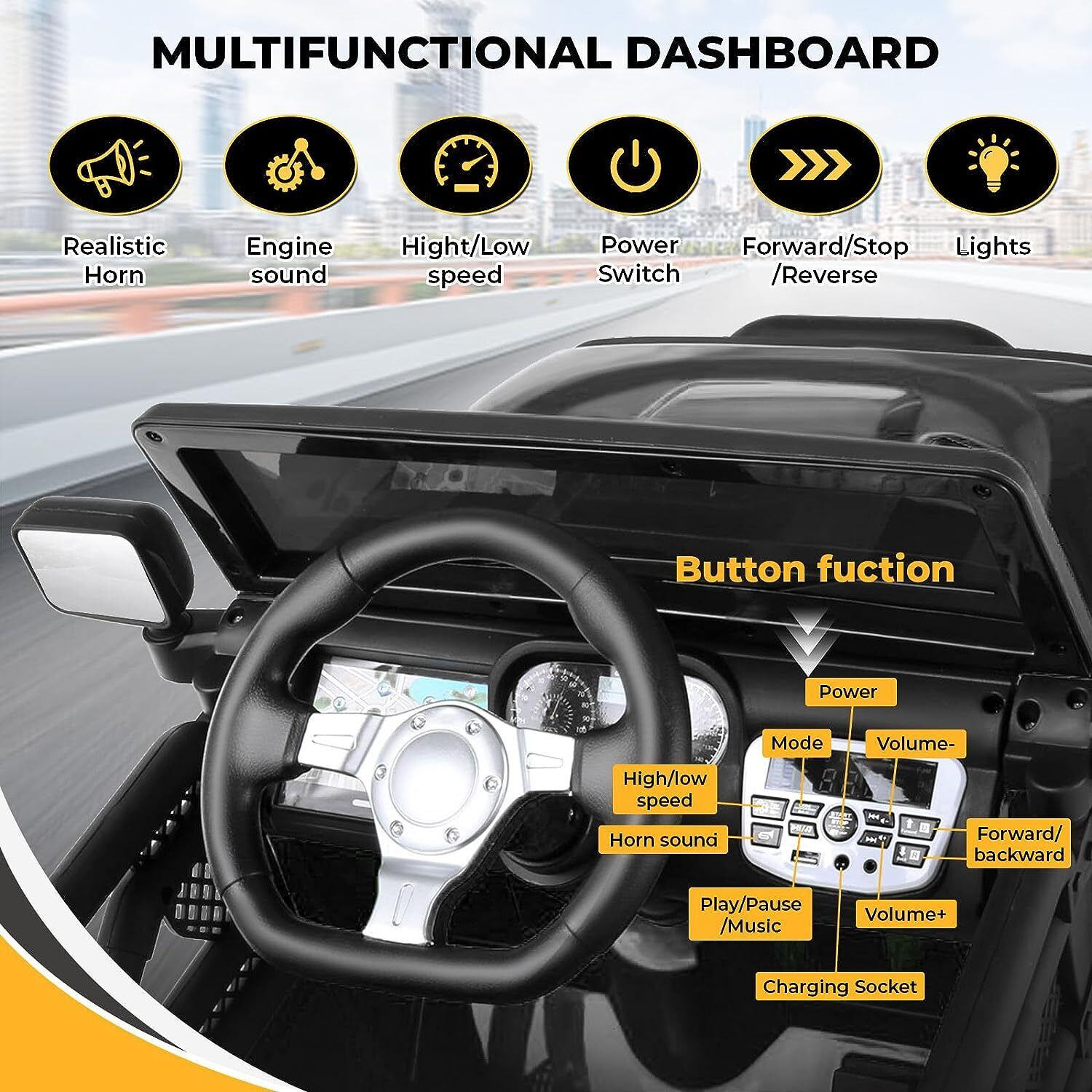 Electric Ride-On Car for Kids with Remote Control and Music Player