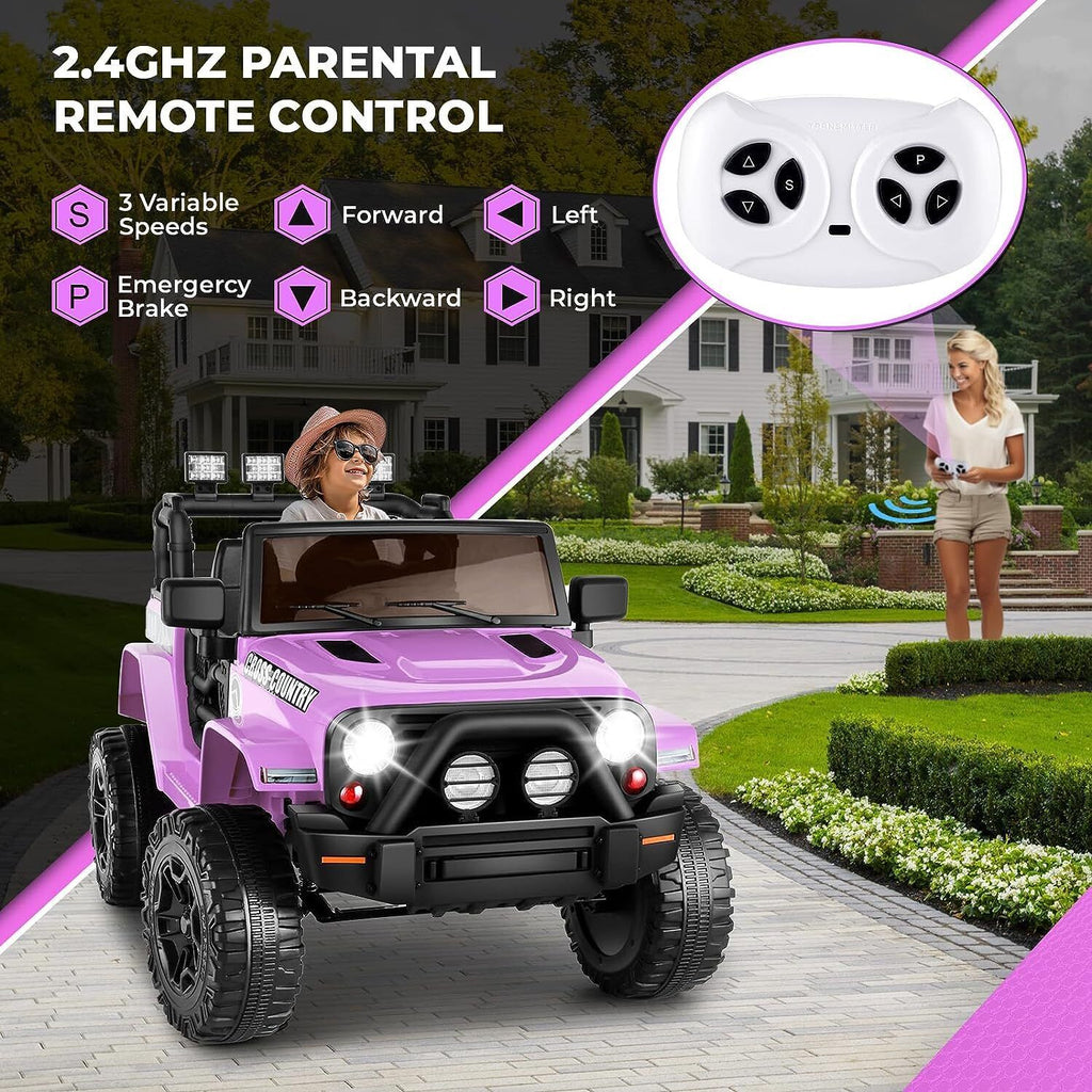 Ride On Electric Car for Kids with Remote Control and Suspension - 12V Truck Design