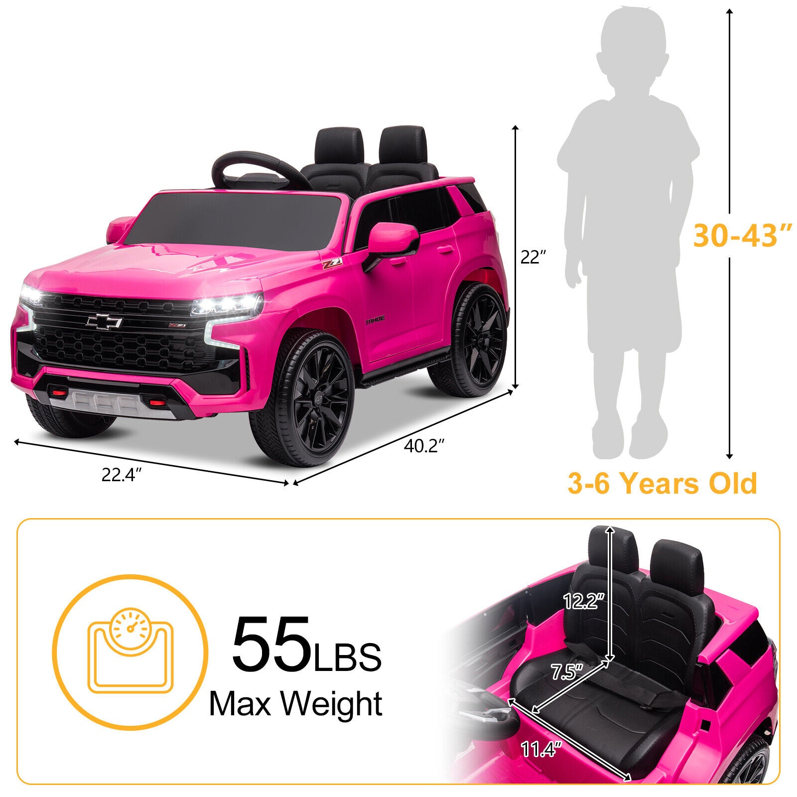 12V Battery Powered GMC Ride On Car for Kids with Remote Control