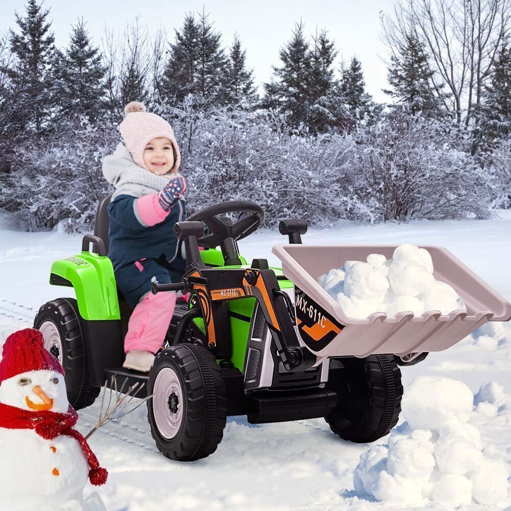 12V Battery-Powered Kids Excavator with Music, Headlight, Horn, and Remote Control