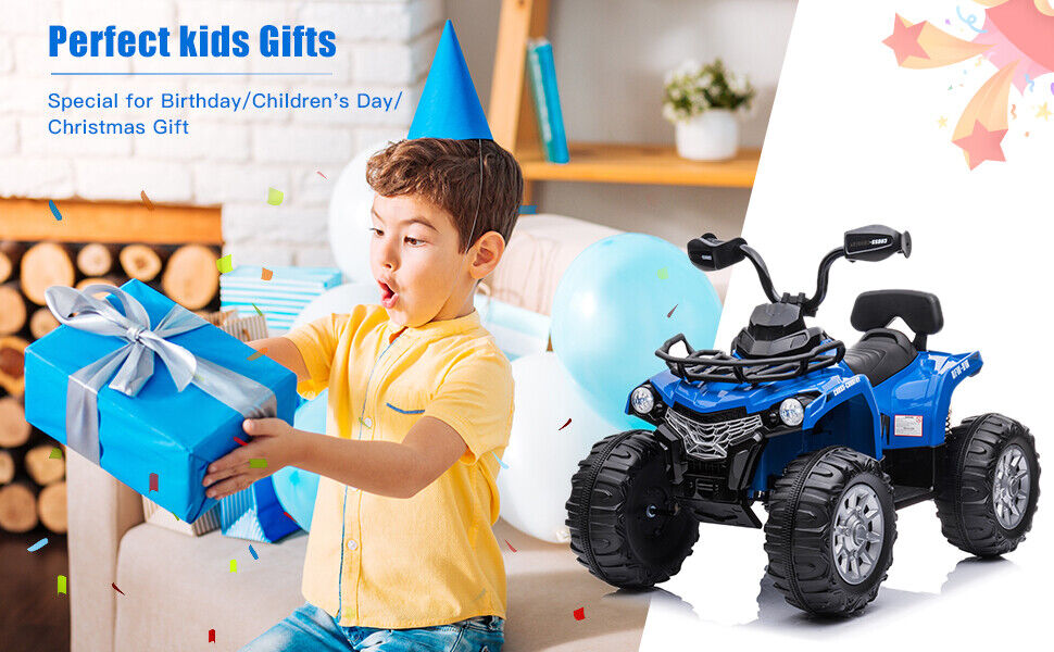 12V Electric Ride-On ATV Quad for Kids with MP3 and Lights - 2 Speeds, Perfect Gift for Adventure Seekers