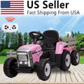 12V Battery Powered Kids Ride-On Tractor with Detachable Trailer and LED Lights