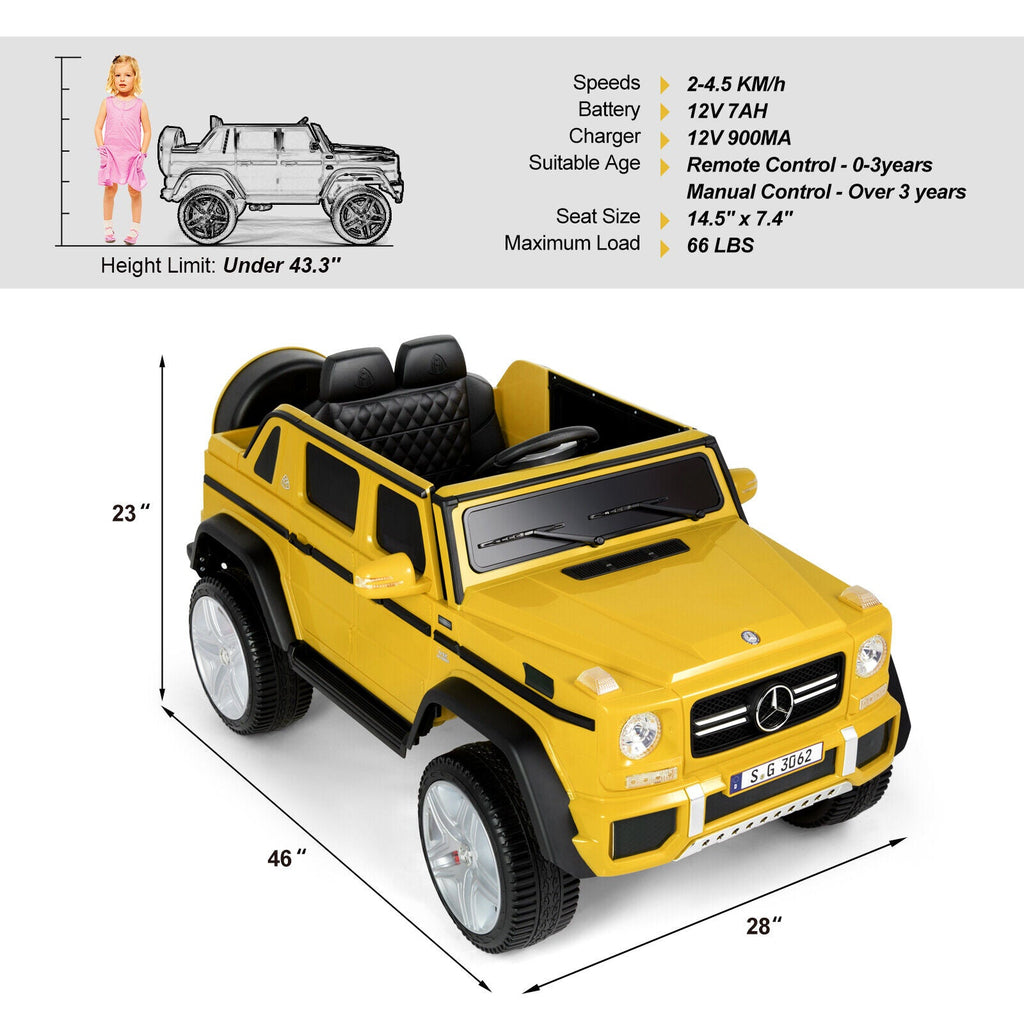 12V Electric Mercedes Benz Ride On Car for Kids with Lights, Music, and Remote Control