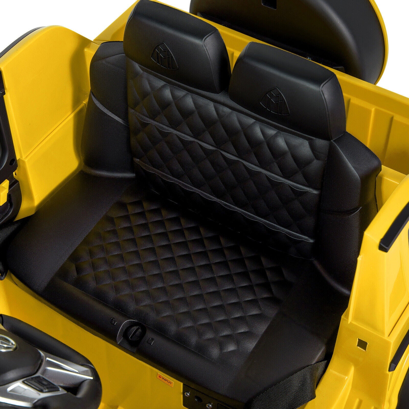 Mercedes-Benz Truck 12V Battery Ride On Car for Kids with 3 Speeds, LED Lights, Music, and Remote Control - Yellow