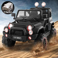 12V Battery Powered Kids Ride-On Truck with MP3, LED Lights, Remote Control, and Cover - Black