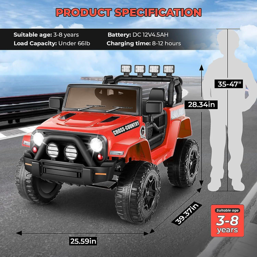12V Battery Powered Electric Ride-On Truck for Kids with Remote Control
