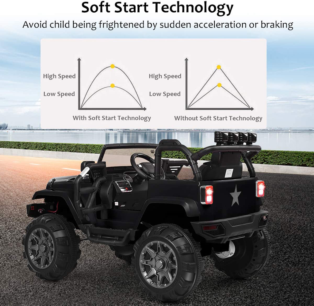 12V Battery Powered Ride-On Truck for Kids with Remote Control, LED Lights, and Music