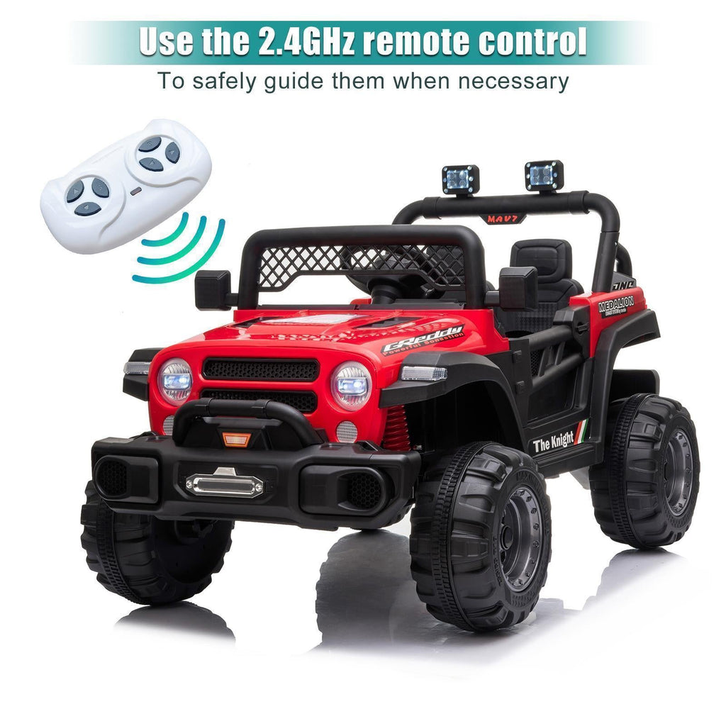 12V Battery Powered Ride On Truck with 2 Front LED Lights - Perfect Gift for Kids