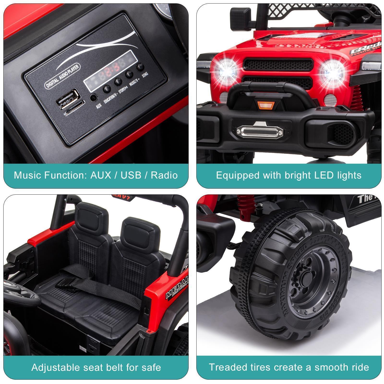 12V Battery Powered Ride On Truck with 2 Front LED Lights - Perfect Gift for Kids