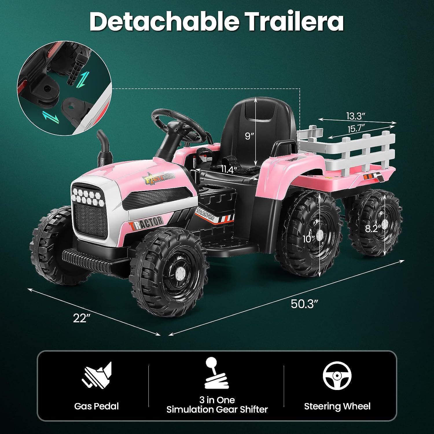 Electric Kids Ride On Tractor with Trailer - Perfect Christmas Gift!