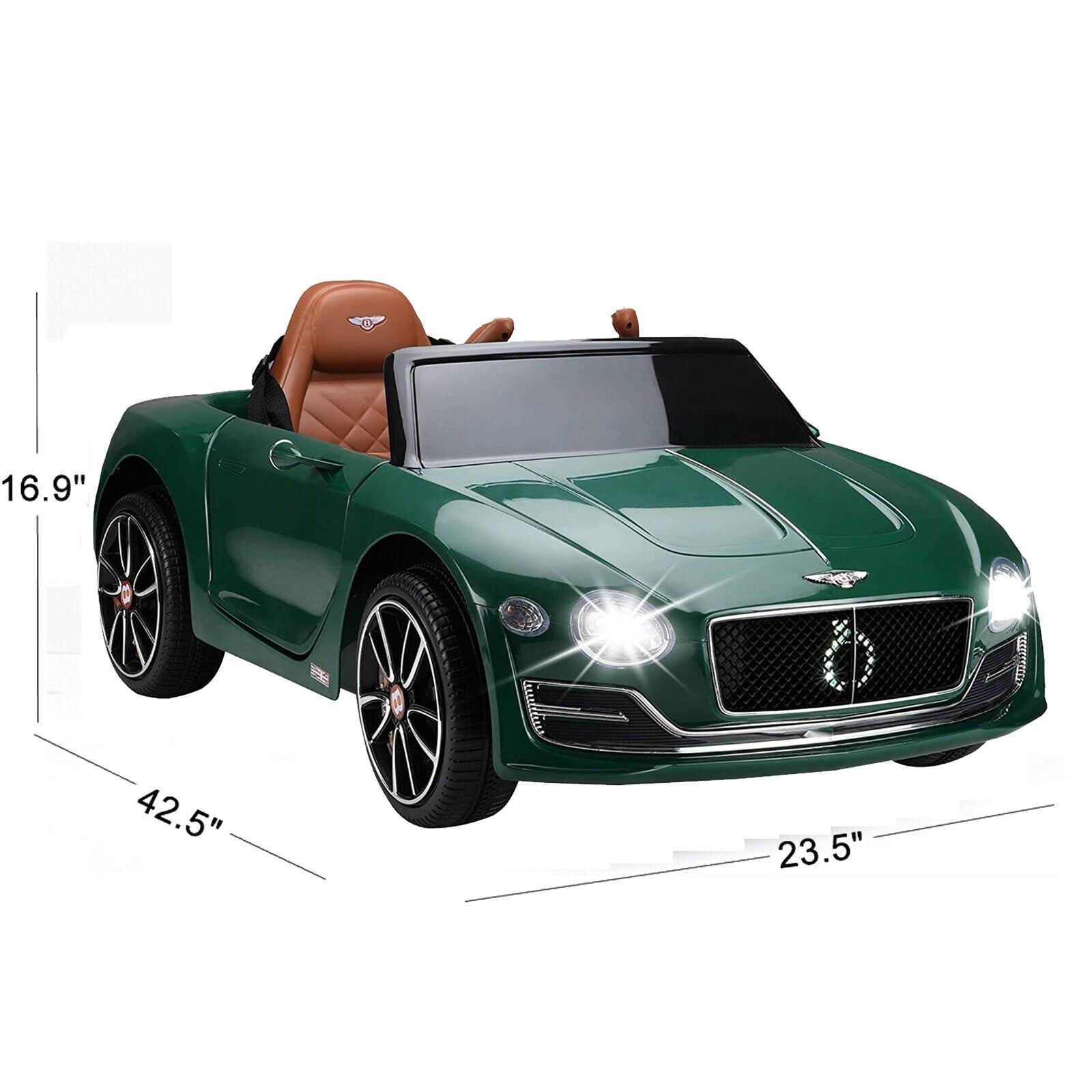 12V Battery Powered Green Bentley Style Electric Toy Car with Remote Control for Kids