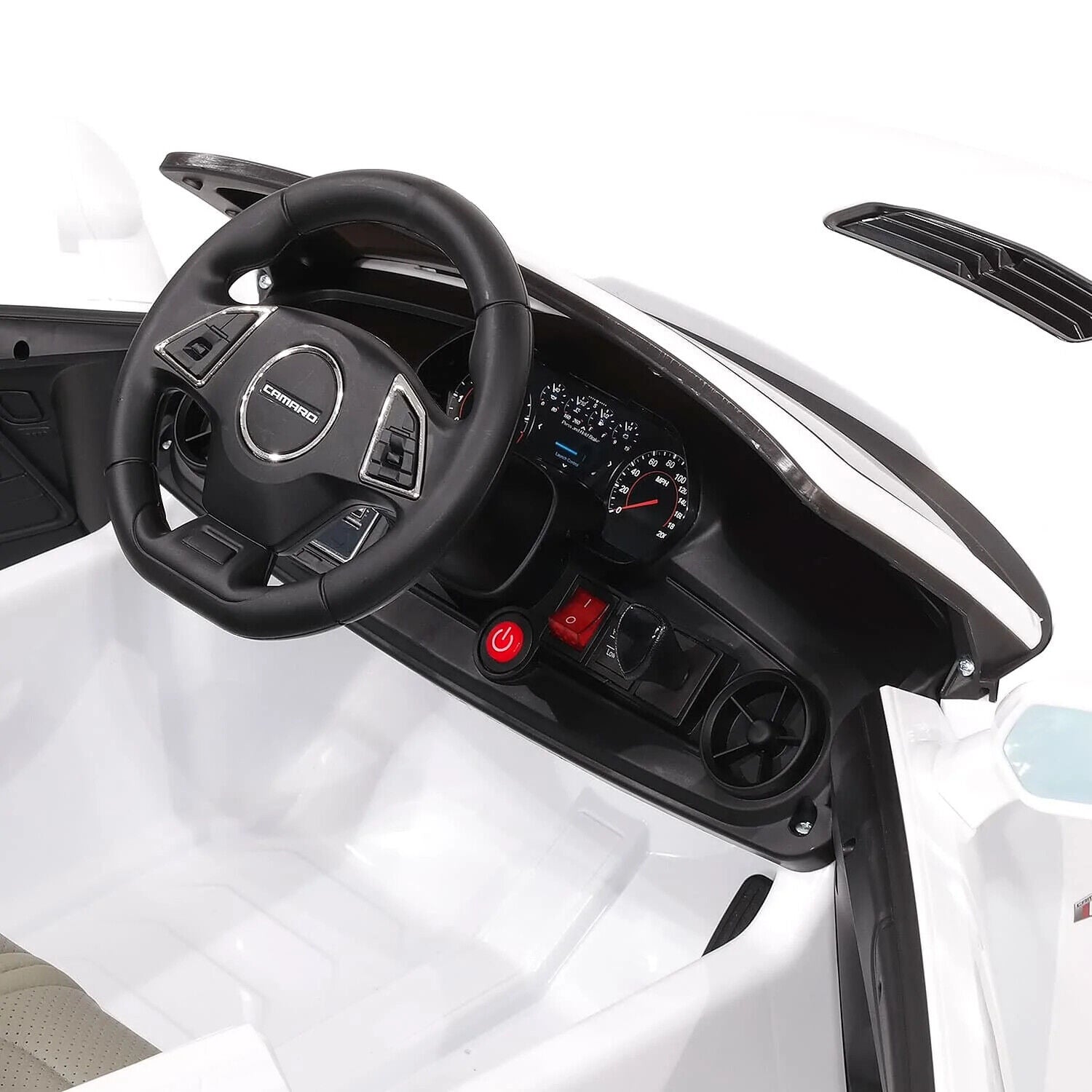12V Chevrolet Camaro SS Ride-On Car with EVA Rubber Tires, Open Doors, 3 Speeds, and Remote Control