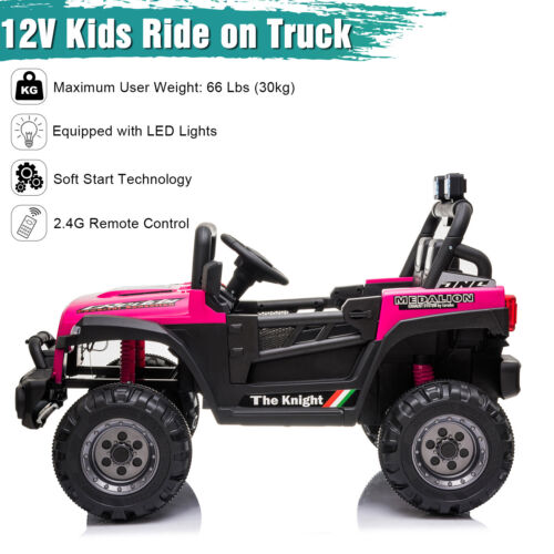 12V Dual Drive Off-Road Vehicle with 2.4G Remote Control in Rose Red