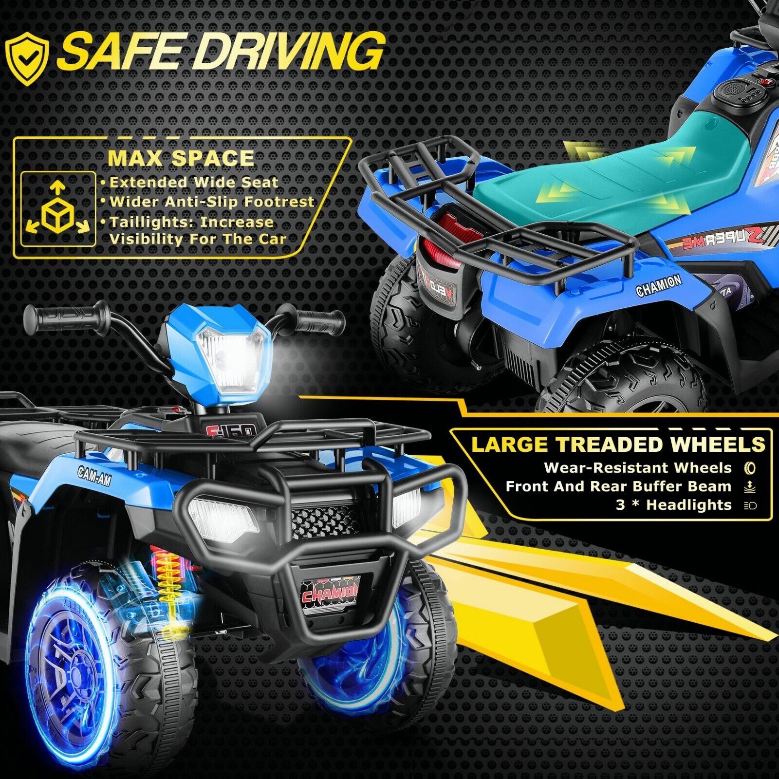 Electric 4-Wheeler Quad for Kids with 12V Battery and Dual 30W Motors