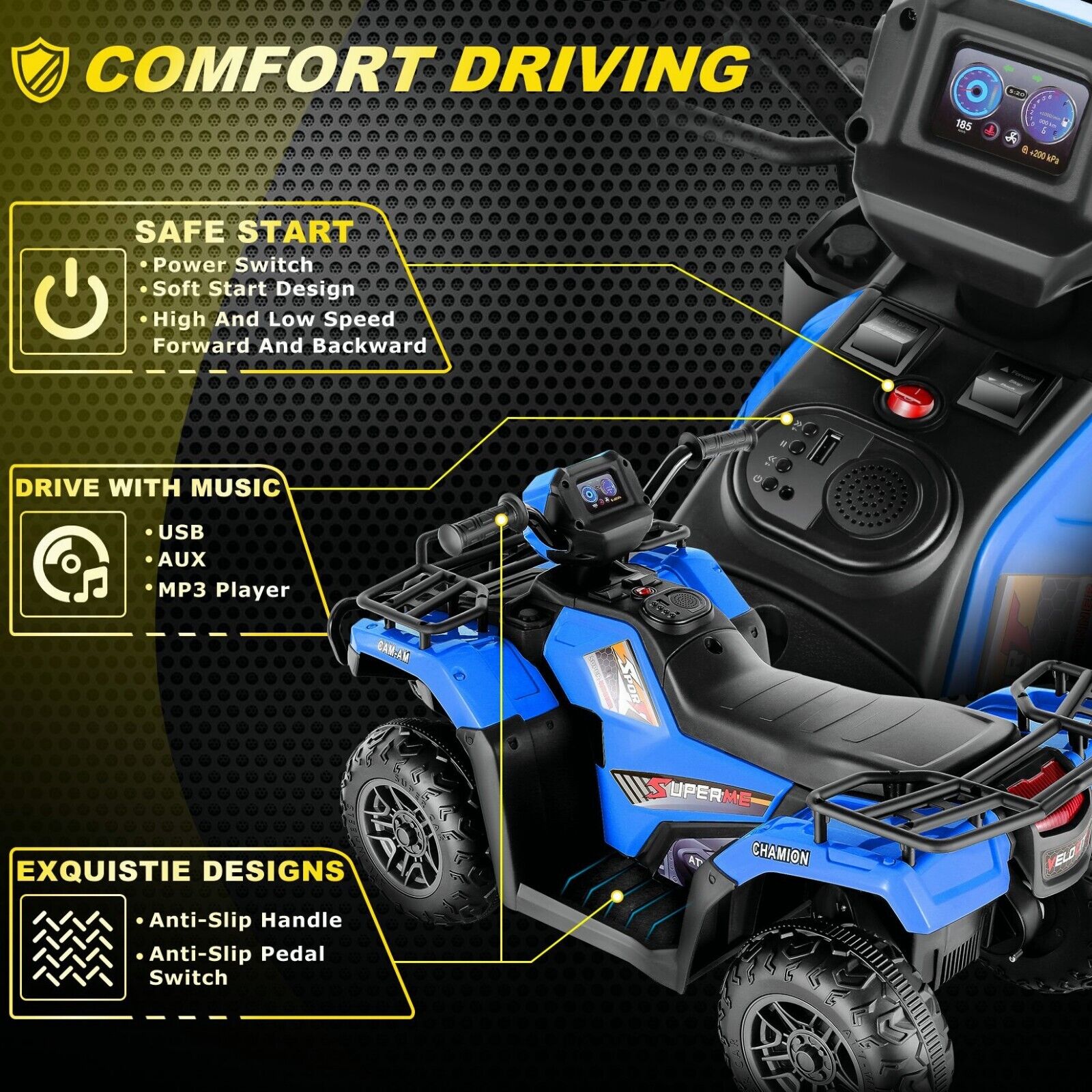 12V Battery Powered Electric ATV Quad Ride-On Car for Kids - Fun and Adventure on Wheels!