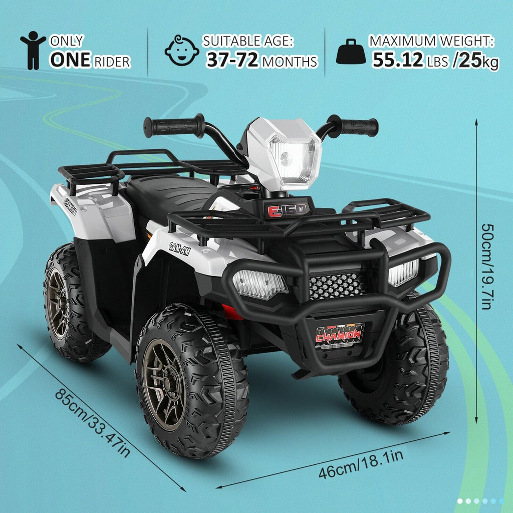 12V Electric ATV Ride-On Toy Car with USB/MP3 for Kids Ages 3-6