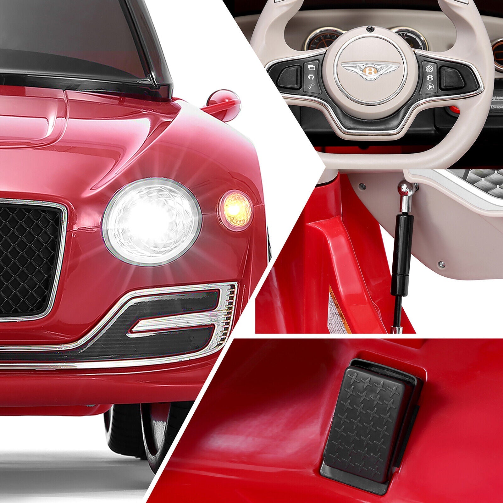12V Electric Bentley Style Kid Ride On Car with Remote Control and LED Lights