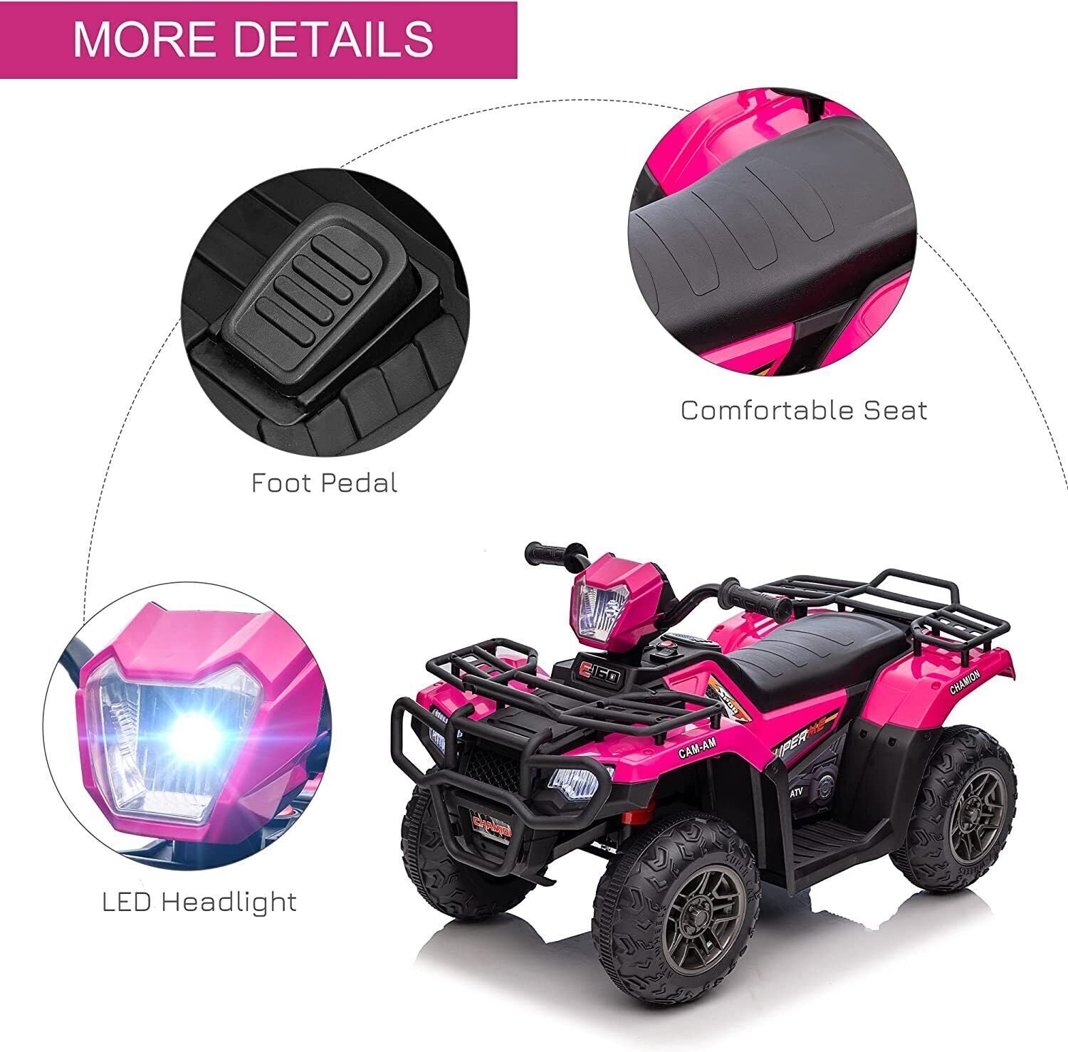 12V Electric Kids ATV Quad Car - Black, Suitable for Ages 3-6 Years