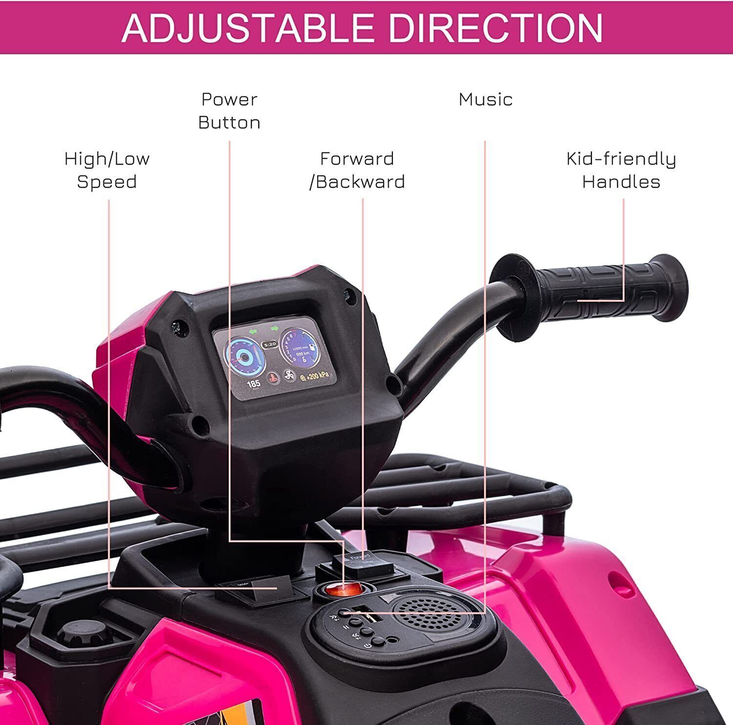 12V Electric Ride-On ATV for Kids 3-6 Years Old - Black Quad Truck with Battery Power