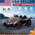 12V Electric Kids Ride-On Car in Black with Licensed Lamborghini Veneno Design