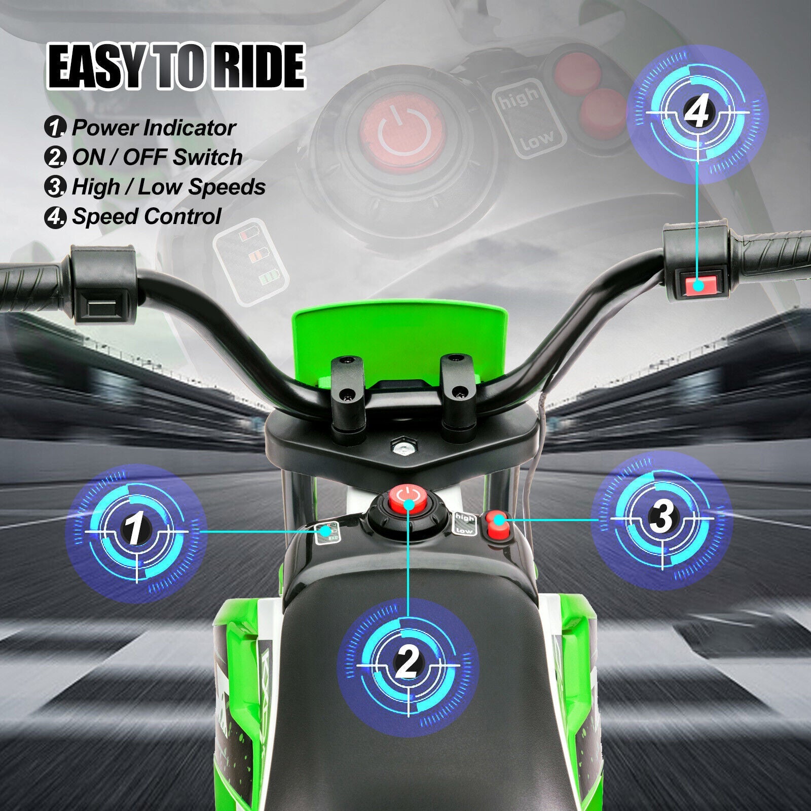 12V Electric Kids Ride-On Dirt Bike with Training Wheels - Battery Powered Motorcycle