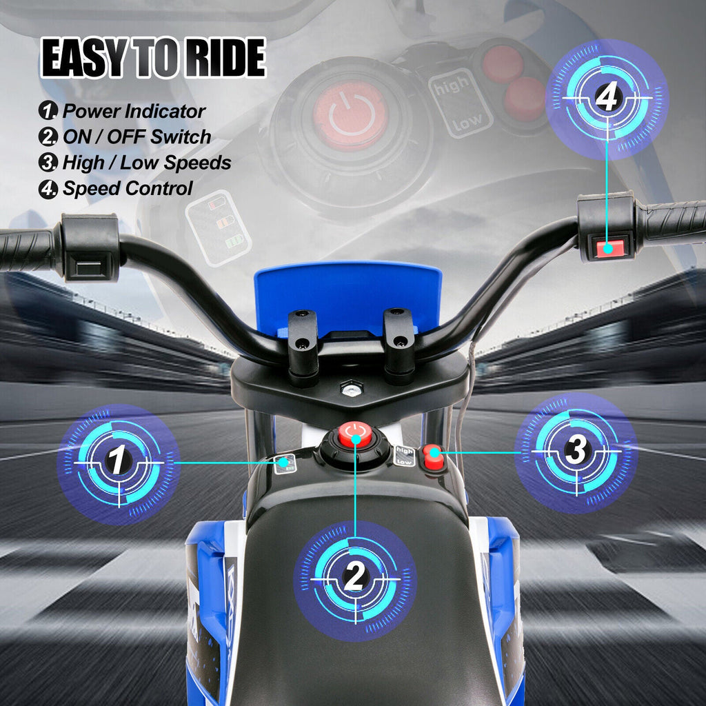 12V Electric Kids Ride-On Dirt Bike with Training Wheels - Battery Powered Motorcycle