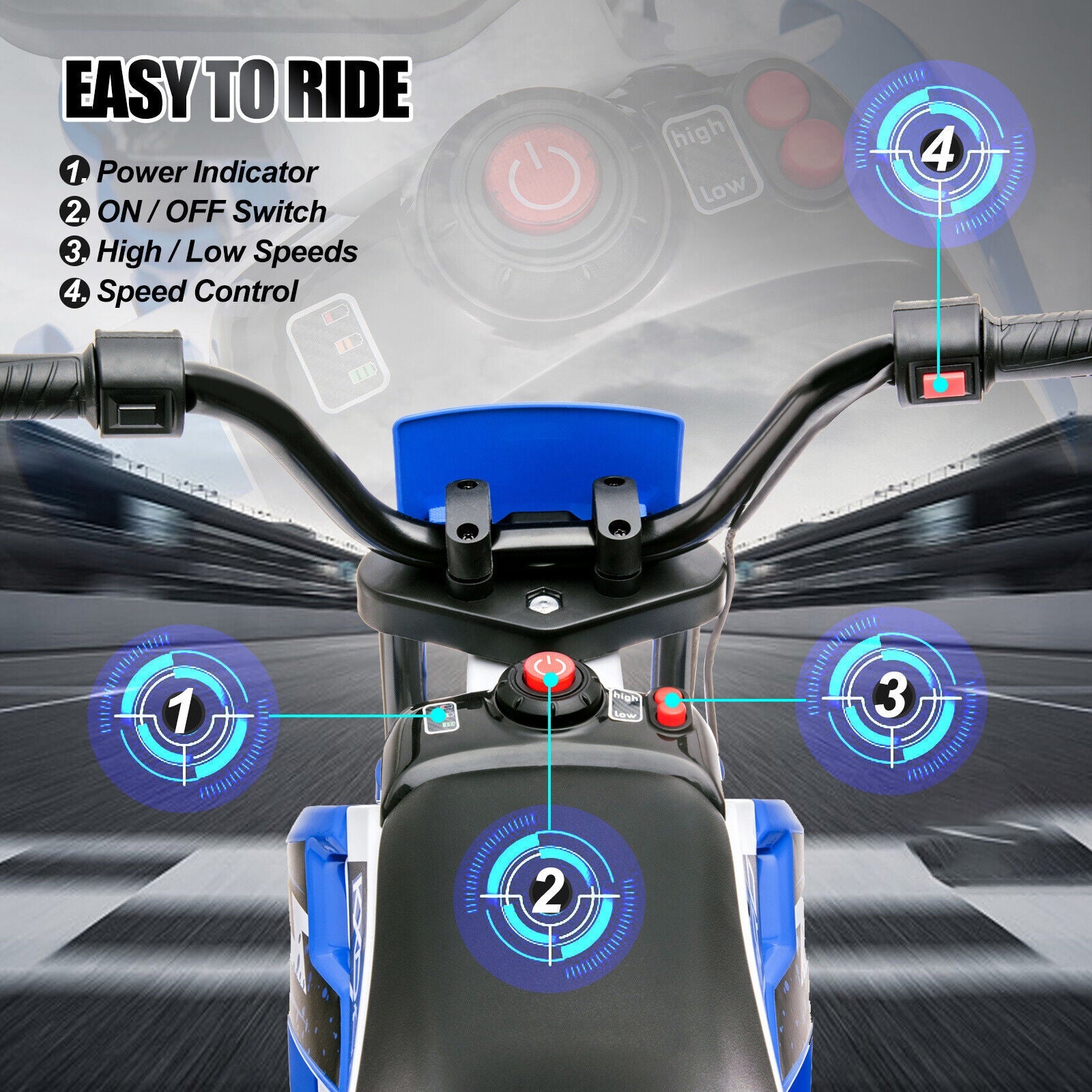 12V Electric Kids Ride-On Dirt Bike with Training Wheels - Battery Powered Motorcycle