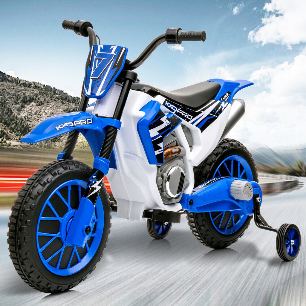 12V Electric Kids Ride On Dirt Bike with Training Wheels - Motorbike Fun for Little Riders