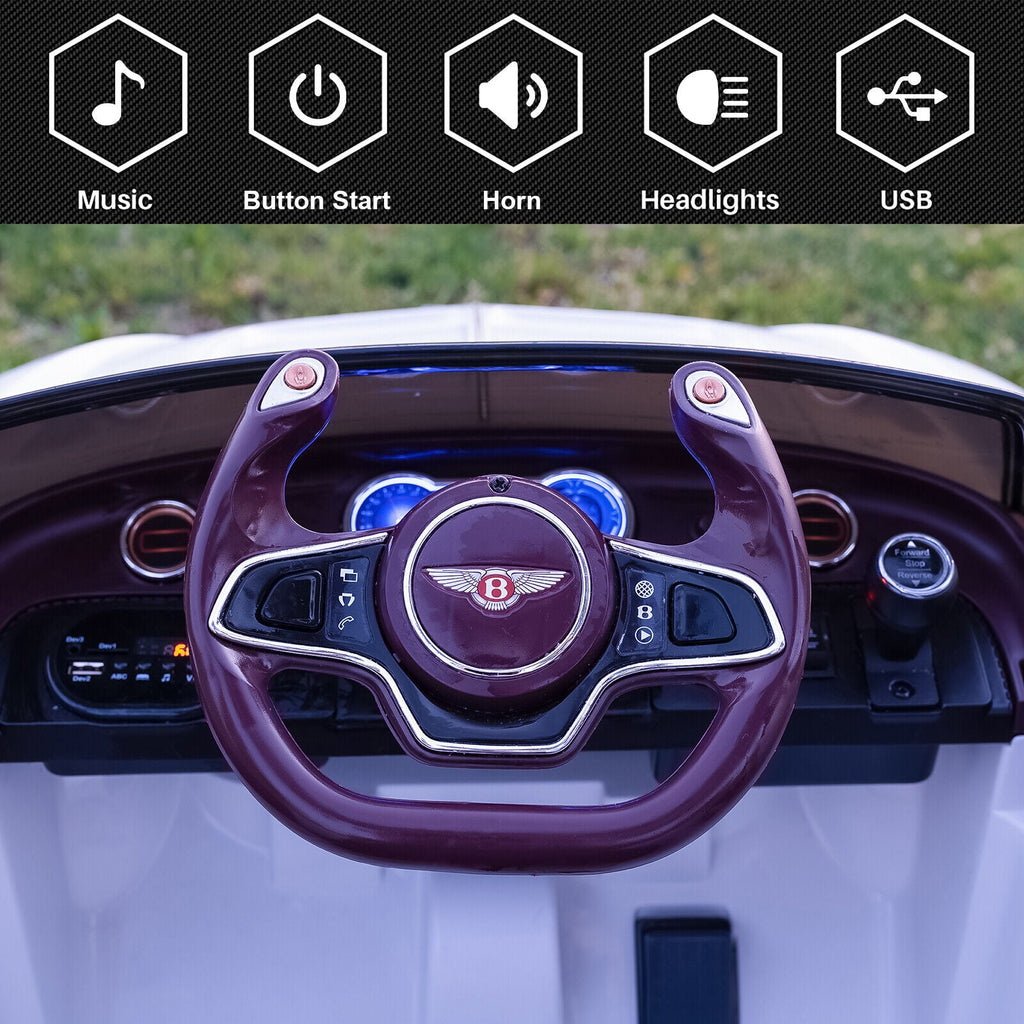 Licensed Bentley Style 12V Electric Ride On Car for Kids with LED Remote Control
