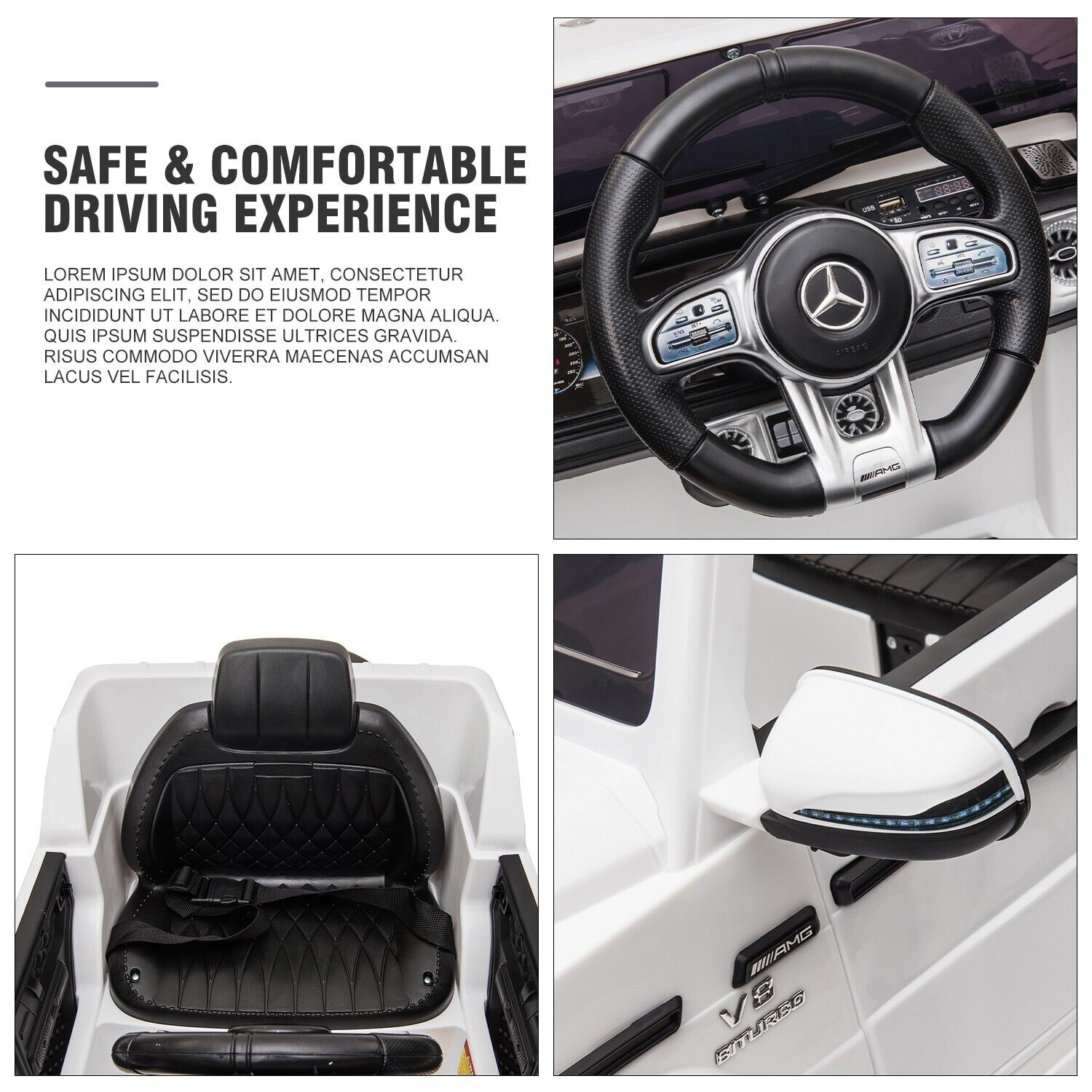 Licensed Mercedes Benz AMG Electric SUV Ride-On Car for Kids with Remote Control - 12V