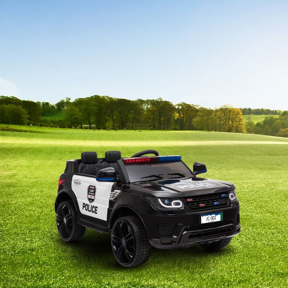 12V Electric Police Car Ride-On SUV for Kids with Remote Control - Black