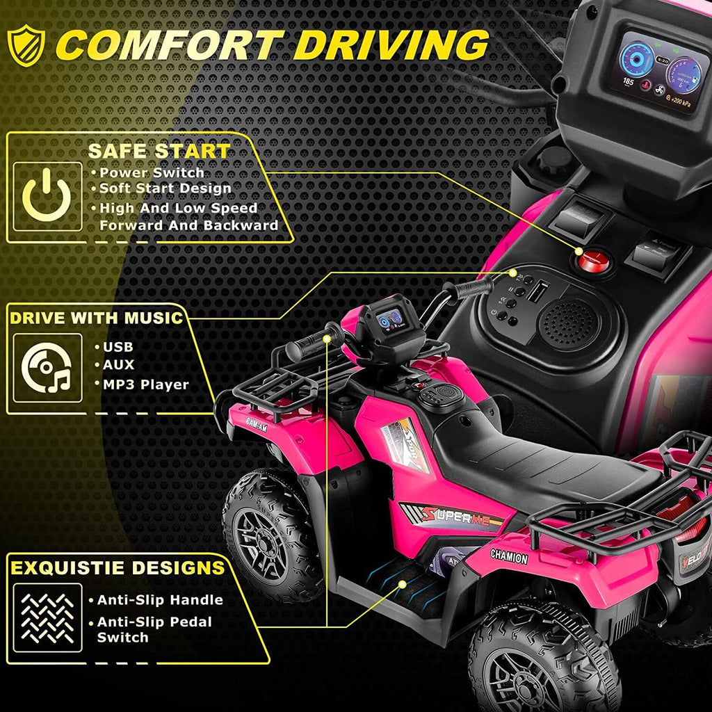 12V Electric Ride-On ATV for Kids with USB/MP3, Perfect Gift for Ages 3-6