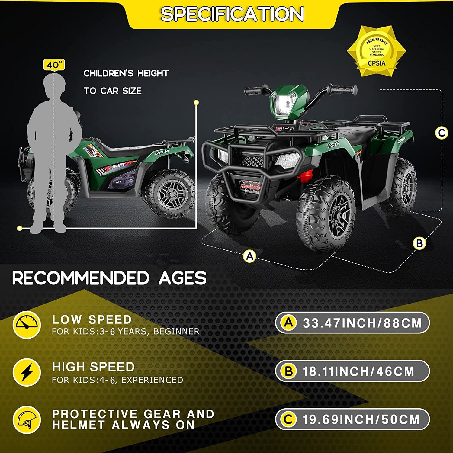 12V Electric Ride-On ATV for Kids with USB/MP3, Perfect Gift for Ages 3-6