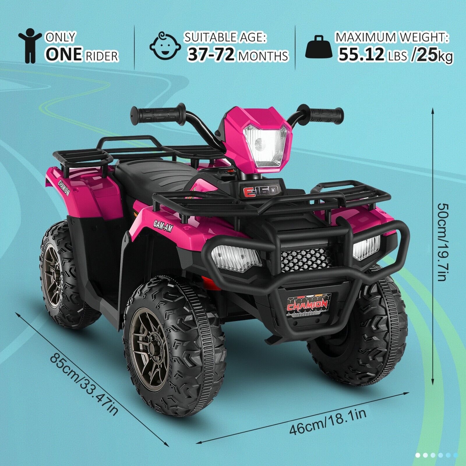 12V Electric Ride-On ATV Toy Car with USB/MP3 for Kids Ages 3-6