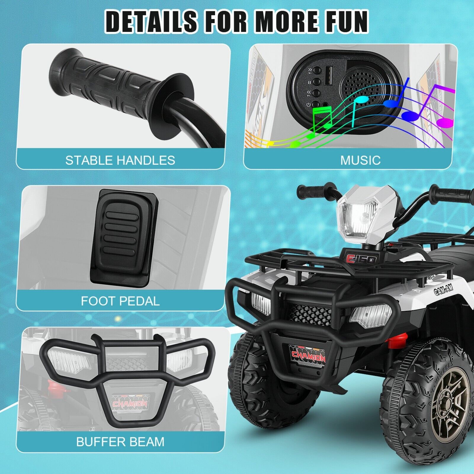 Electric ATV Ride-On Toy Car for Kids with USB/MP3, Suitable for Ages 3-6