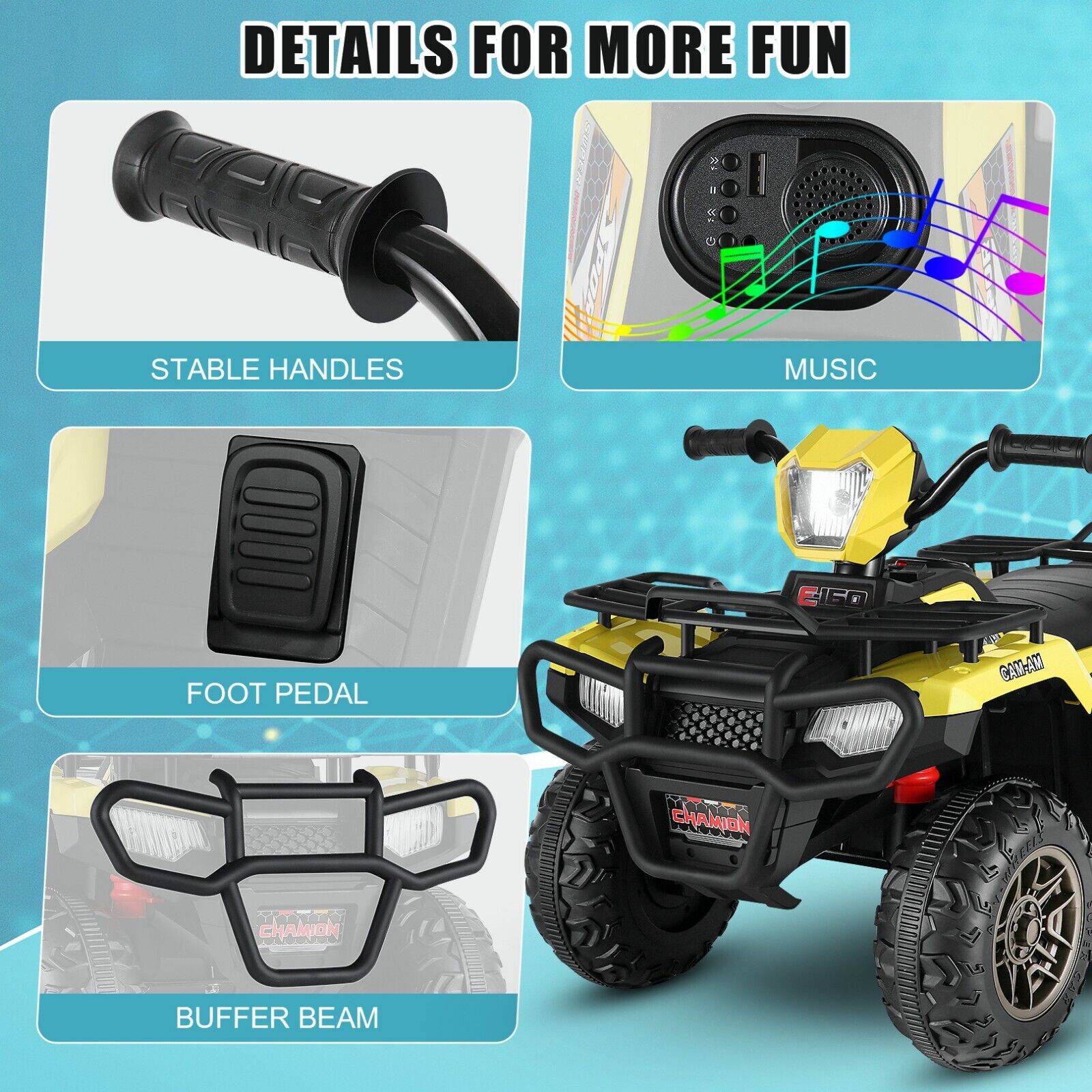 Electric ATV Ride-On Toy Car for Kids with USB/MP3, Suitable for Ages 3-6