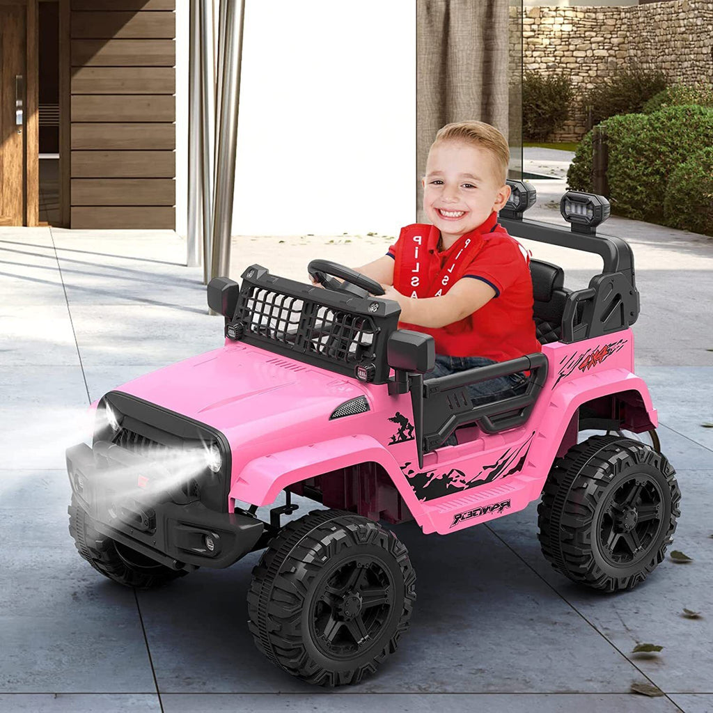 12V Electric Ride On Car for Kids with Bluetooth Remote Control - 2 Speeds, Pink