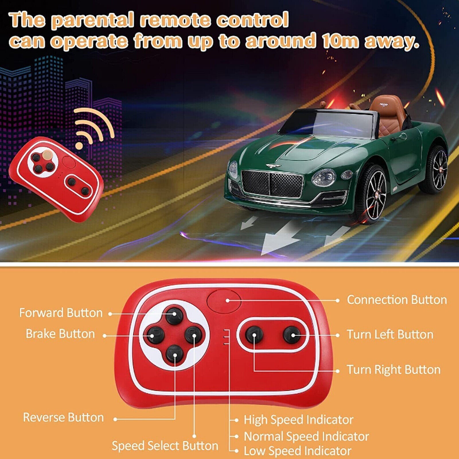 Remote Control Bentley Style Electric Car for Kids - 12V Ride-on Toy