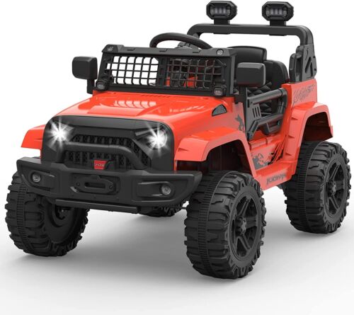 12V Electric Ride-On Car for Kids with Remote Control, LED Lights, and Bluetooth - 2 Speed Options